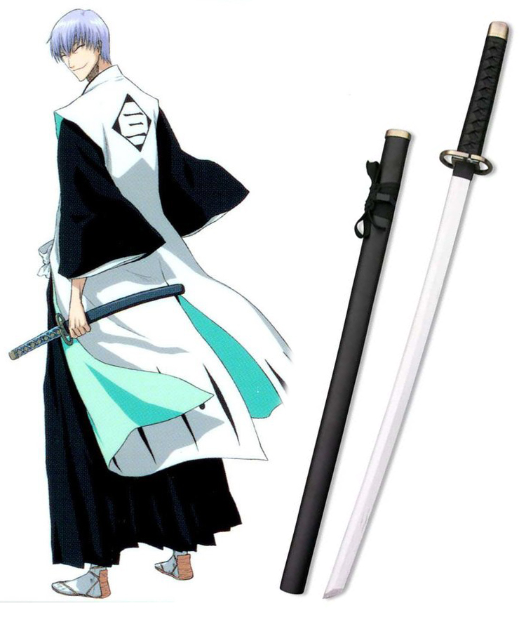 Bleach Ichimaru Gin Zanpakutou Shinsou Cosplay Wooden Weapons Black